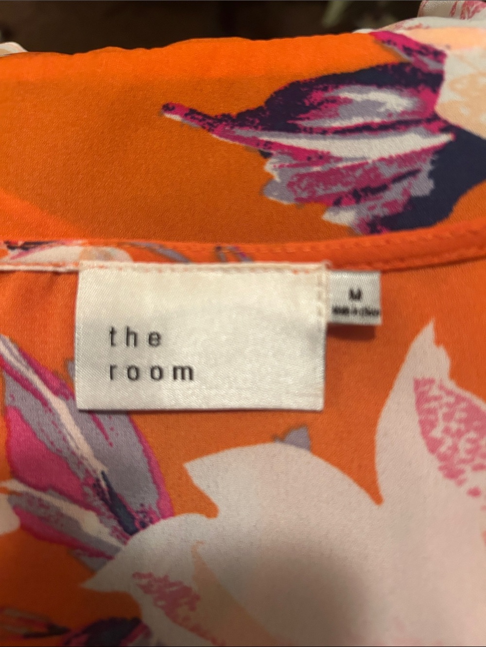 Women's Orange Floral V-Neck Tie-Front Blouse - Picture 6 of 7